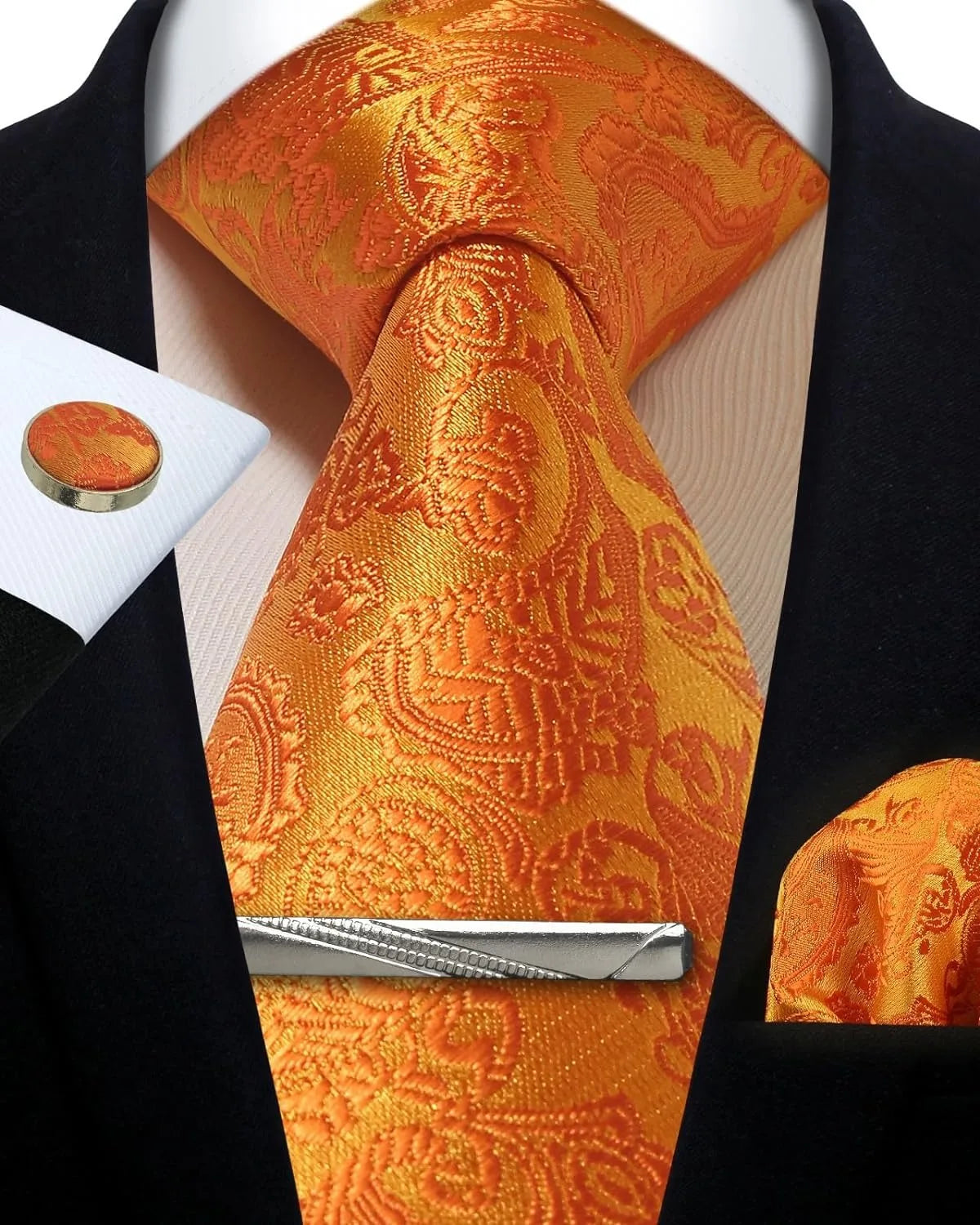 Ensemble cravate homme 4 pièces paisley – CLEVI Paris