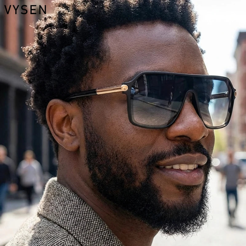 Lunettes de Soleil Steampunk Monobloc Bouclier Homme – Grande Monture Métal Sport UV400 – CLEVI Paris