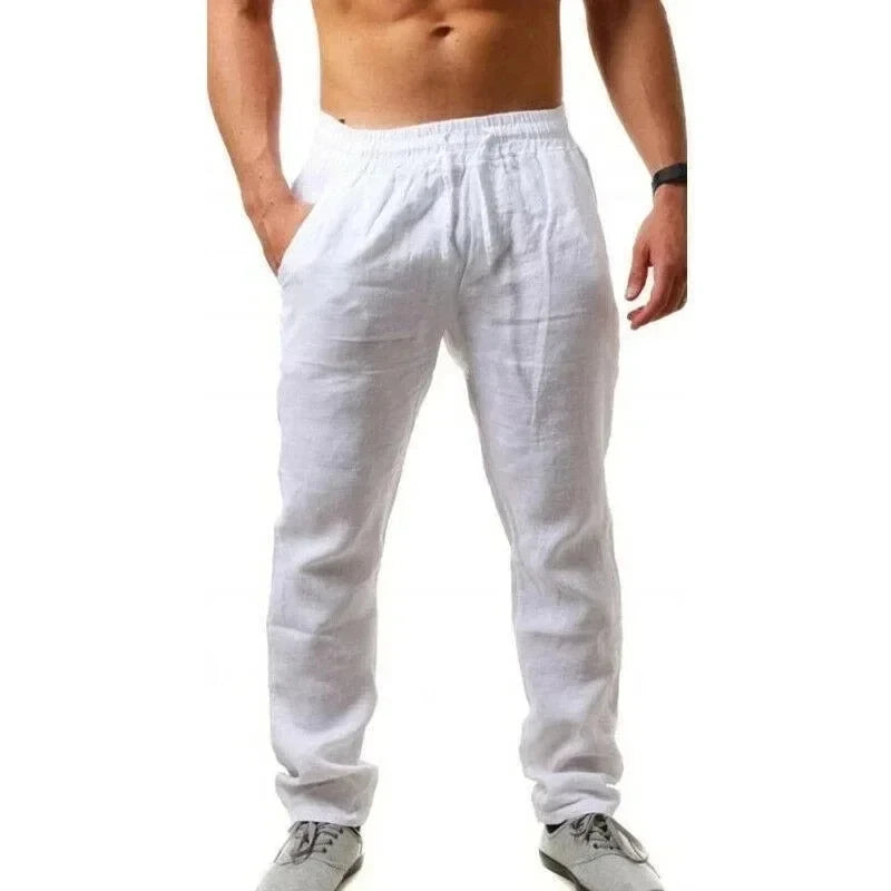 Pantalon Lin Coton Homme – Coupe Large Casual Printemps Été