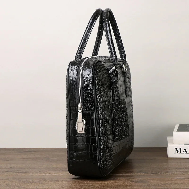 Porte-Documents Homme Cuir Véritable Motif Alligator 14” – CLEVI Paris