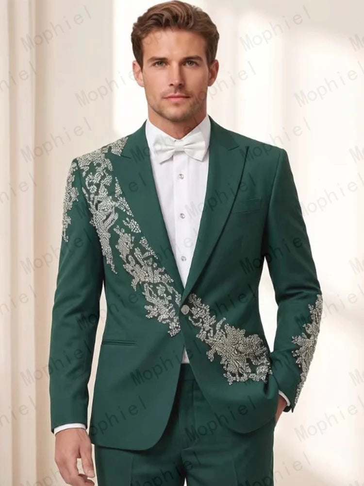 Costume homme 2 pièces floral brodé – CLEVI Paris
