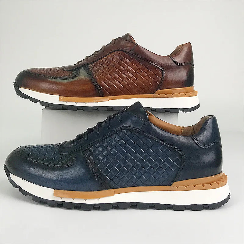 Oxford Casual Homme Cuir de Vache Motif Tressé Rétro Respirant Lacets | EU 38-46