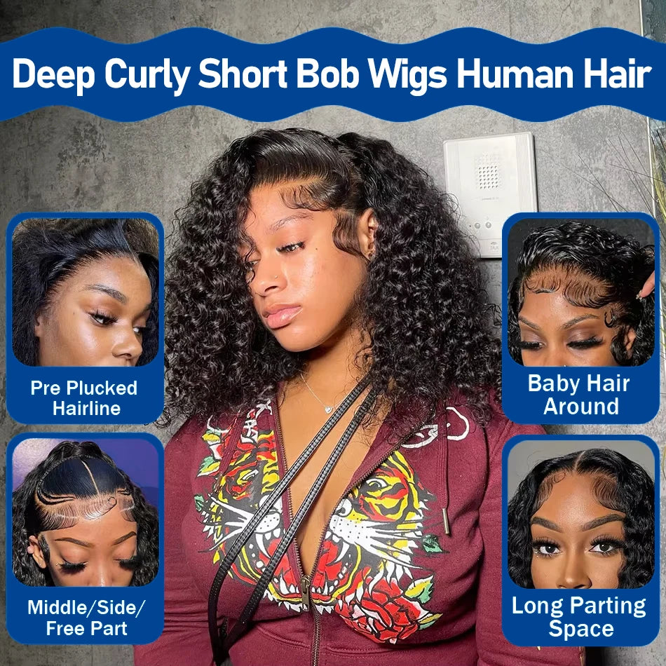 Perruque bob Deep Wave cheveux humains – CLEVI Paris