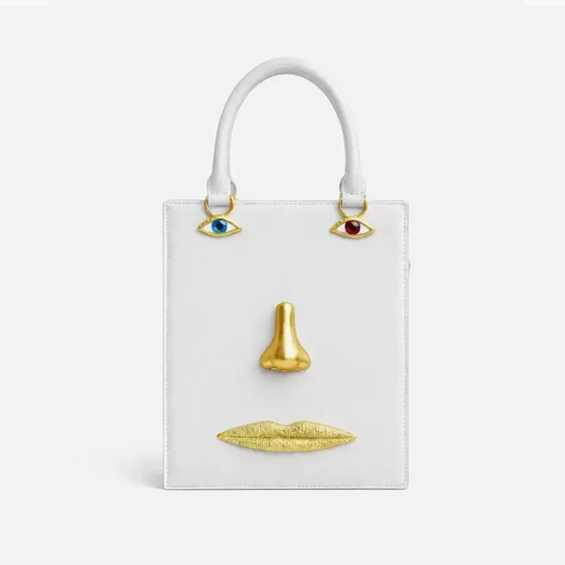 Sac À Main Femme Motif Visage Bijoux Bandoulière Dorée 8 Coloris – CLEVI Paris