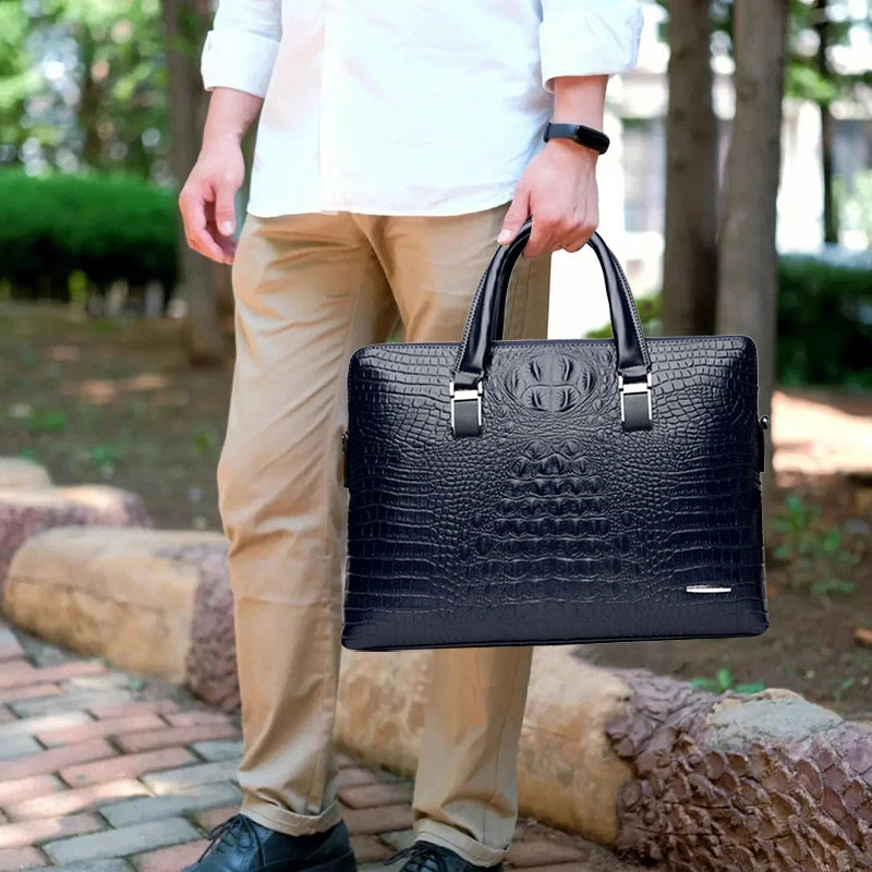 Serviette PU Motif Croco Homme Ordinateur 14" Business 720g – CLEVI Paris