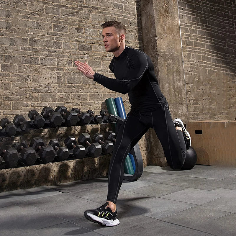 T-shirt Sport Homme Manches Longues Compression Polyester | Séchage Rapide, Running & Fitness, Tailles M à 3XL – CLEVI Paris