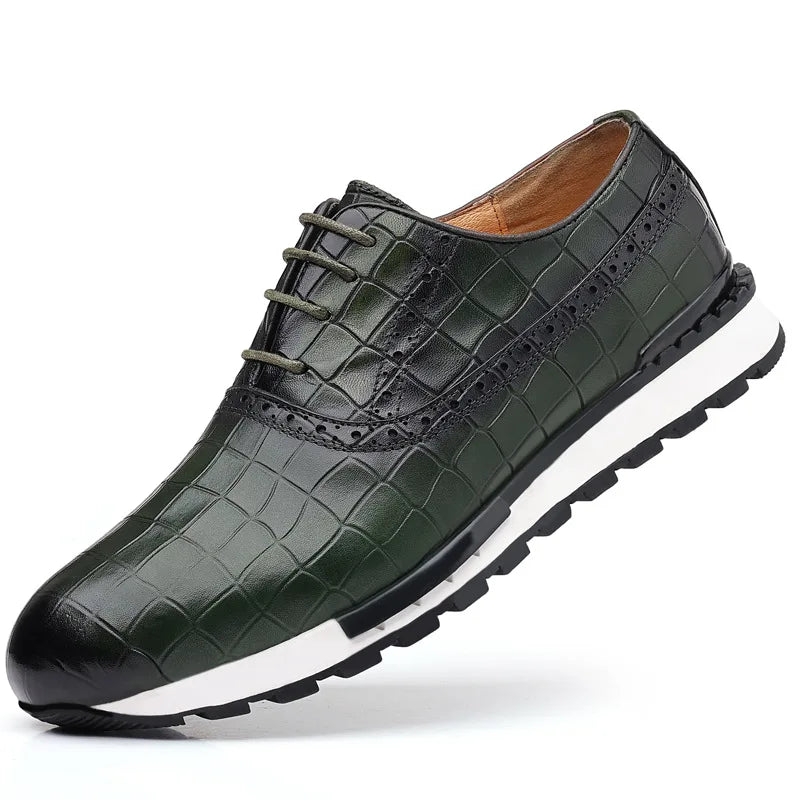 Sneaker Oxford Brogue Homme Cuir Vachette Motif Pierre | Doublure Cuir 7 Coloris