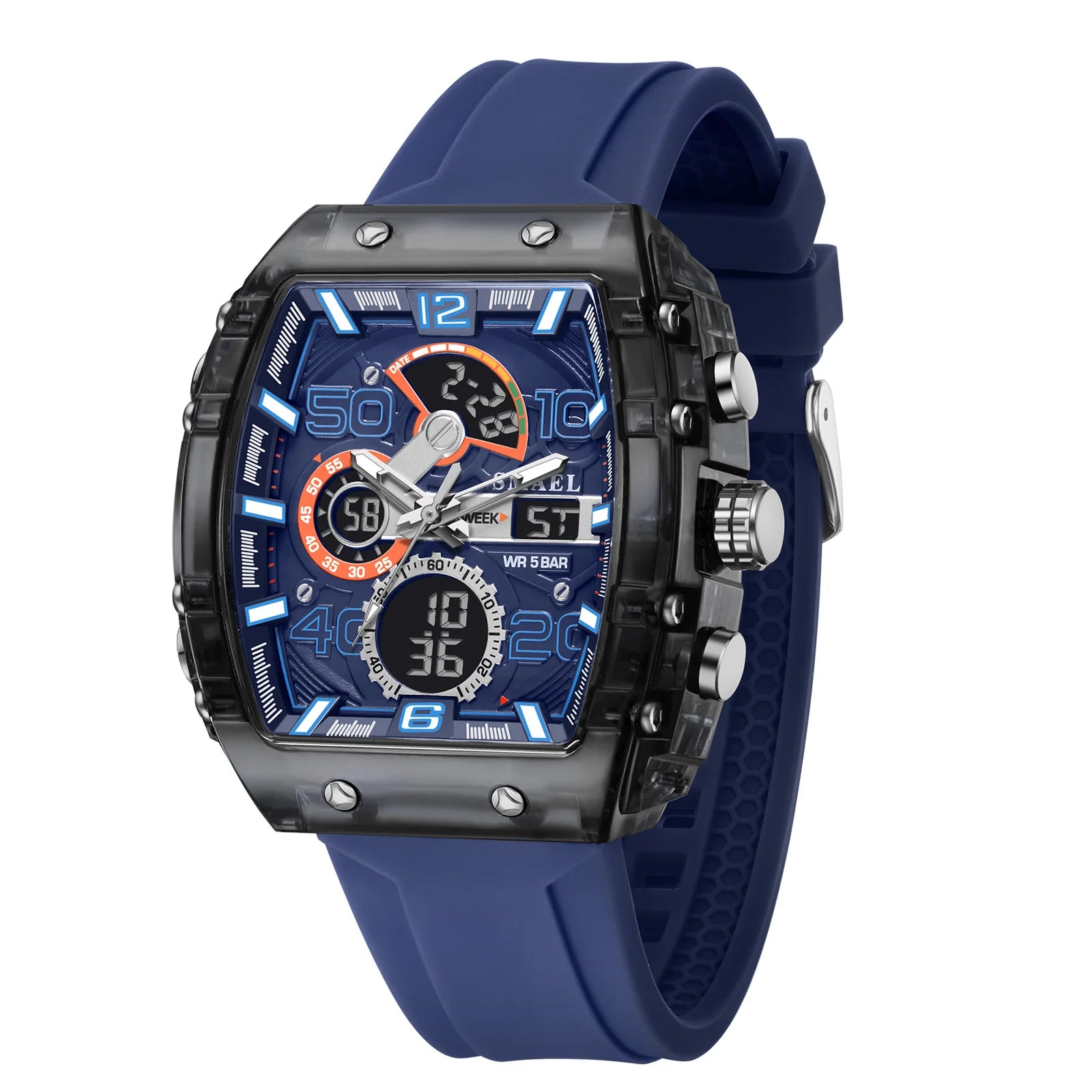 SMAEL Montre Sport Homme Double Affichage Digital Analogique Chrono LED 50mm Étanche – CLEVI Paris