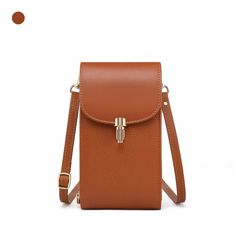 Mini Sac Téléphone Femme Cuir Véritable Motif Litchi 8 Cartes Poche Zipée 4 Coloris – CLEVI Paris