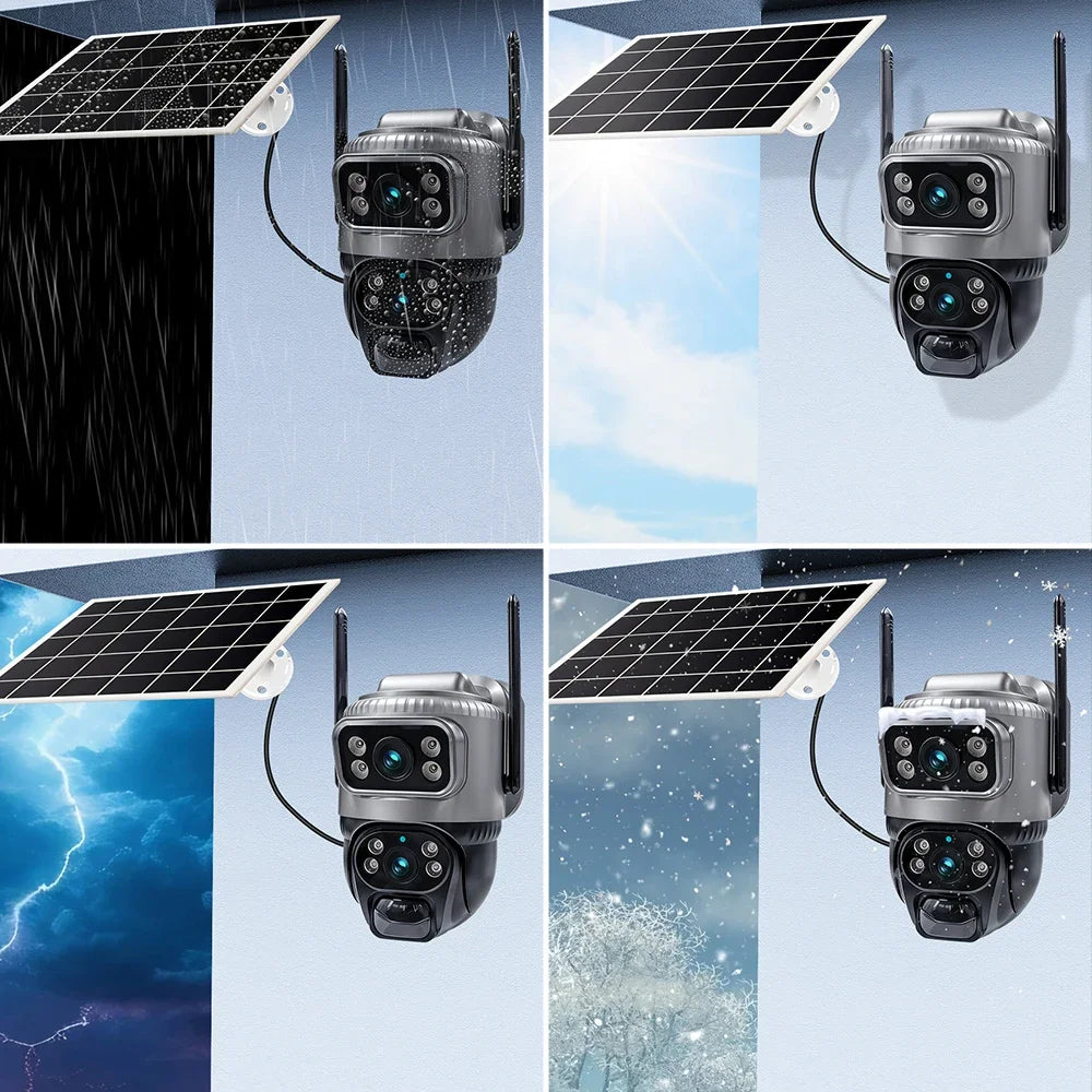 Caméra Solaire 4G V380 Pro 8MP Double Objectif PTZ 350° SIM Incluse PIR Suivi IA Vision Nocturne IP66 – CLEVI Paris