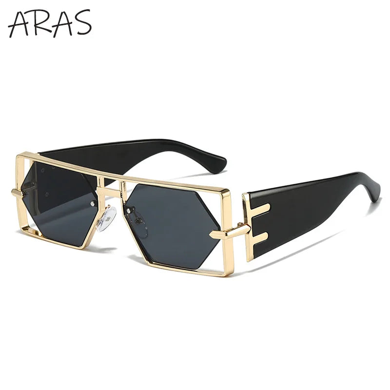Lunettes de Soleil Steampunk Hexagonales Monture Alliage Creusée Dégradé UV400 Unisexe – CLEVI Paris