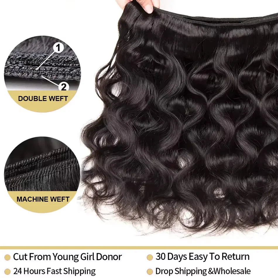 Extensions Cheveux Humains Body Wave Brésiliennes Remy 16A — CLEVI Paris
