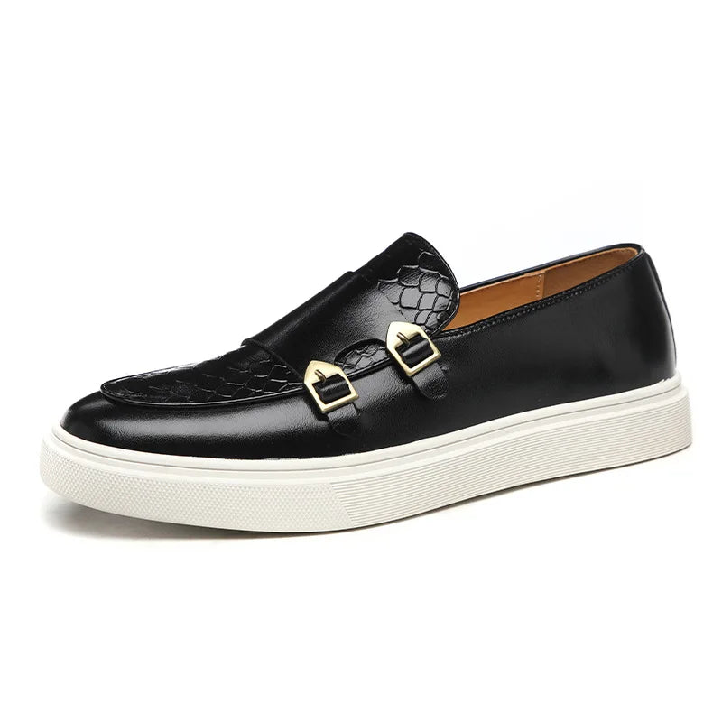 Mocassins Homme Style Britannique | Cuir Grain Serpent Slip-On