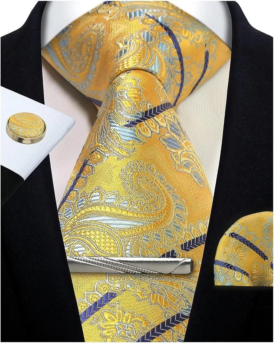 Ensemble cravate homme 4 pièces paisley – CLEVI Paris