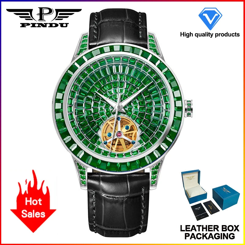 Montre Homme Mécanique Automatique Cadran Diamant Acier Inoxydable 3 Bar – CLEVI Paris