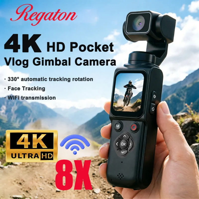 Caméra Vlog 4K de Poche Gimbal Intégré – Rotation 330° Suivi Facial Tactile – CLEVI Paris