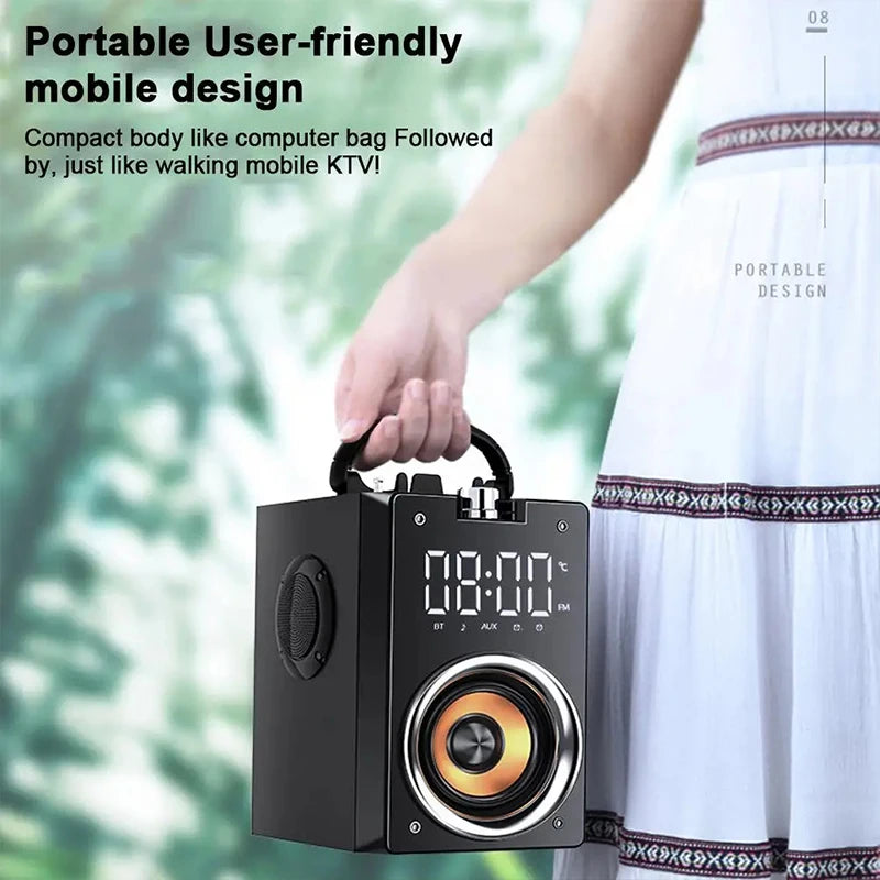 Enceinte Bluetooth HiFi 2.1 en Bois – Subwoofer, Radio FM, Carte TF, App | Suptmv
