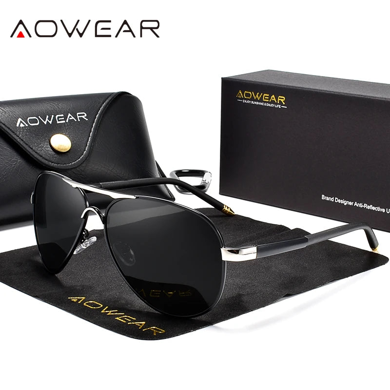 Lunettes de Soleil Aviateur Homme – Polarisées UV400 | AOWEAR | Style Pilote