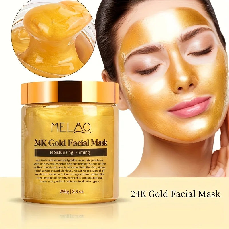 Masque Visage Or 24K MELAO 250g – Collagène, Anti-Âge & Hydratation Profonde – CLEVI Paris