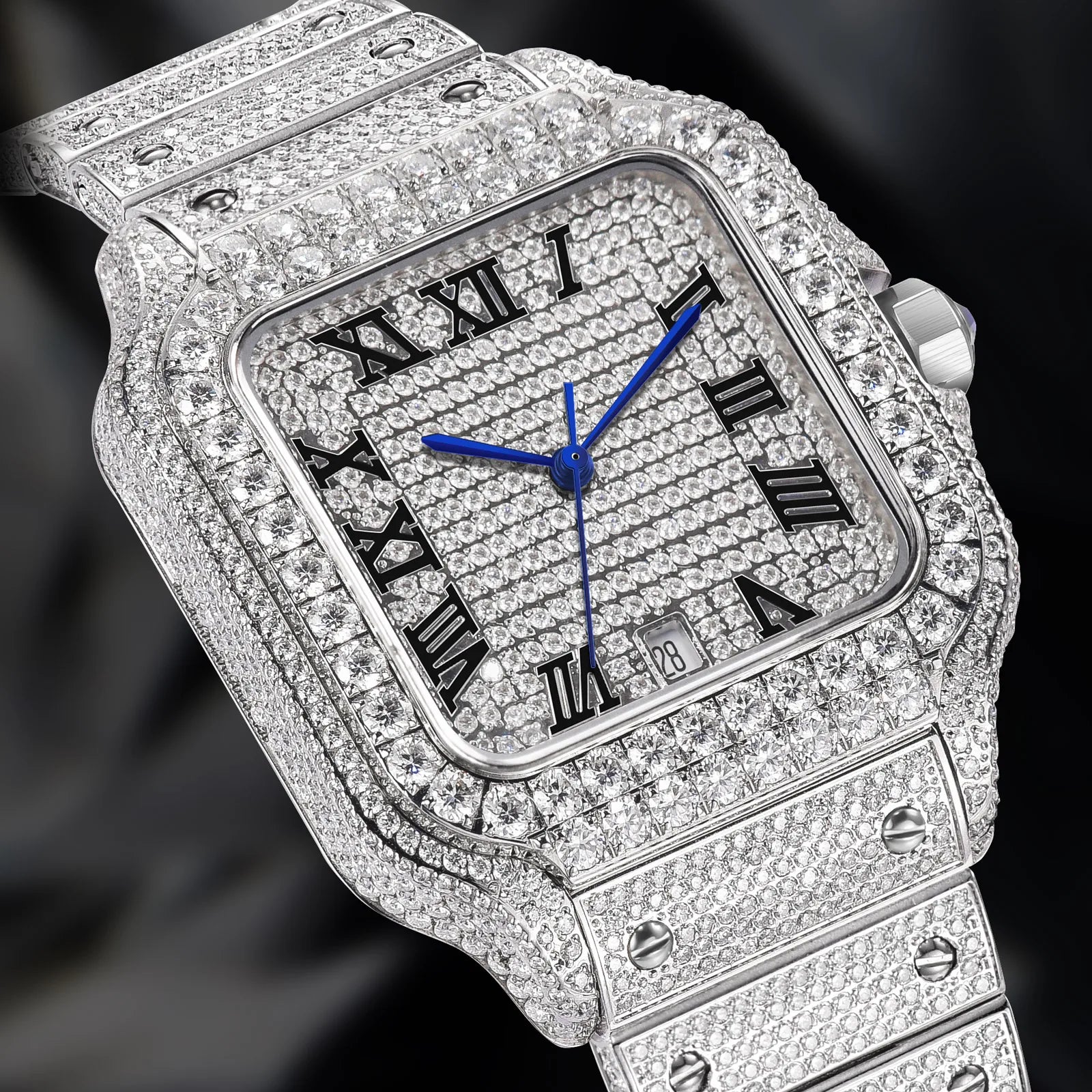 Montre Unisexe PINDU PD6669 – Diamant Mozambique, Automatique 8215, Verre Saphir, Acier Inoxydable, Étanche 10 ATM – CLEVI Paris