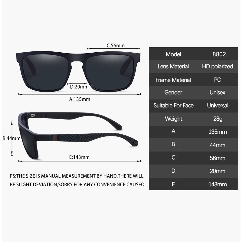 Lunettes de Soleil Rectangulaires Polarisées Vintage Homme – Verres TAC UV400 Conduite Pêche – CLEVI Paris