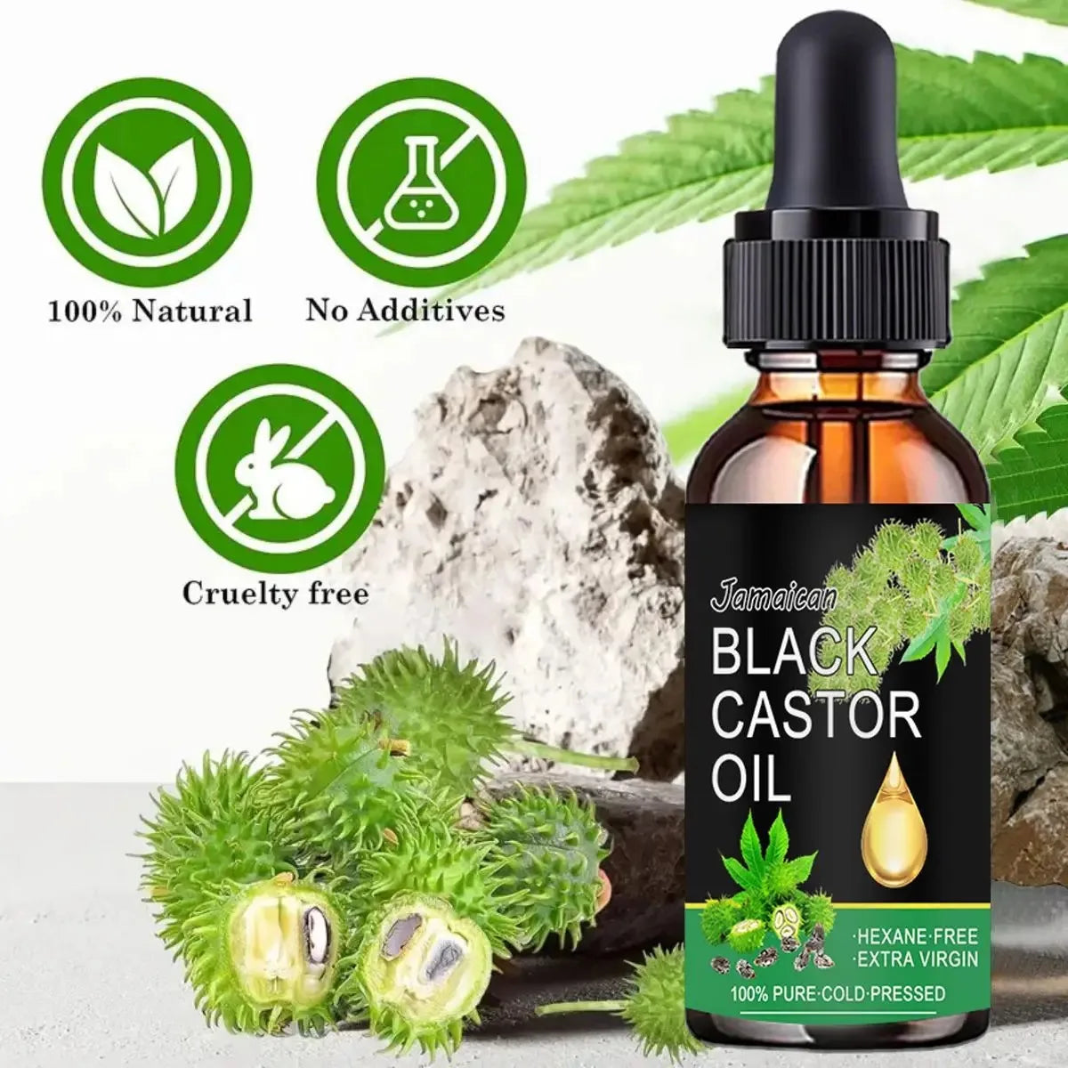Huile de Ricin Noire Jamaïcaine Bio | Cheveux, Peau & Corps | Fortifiante & Hydratante 60ml – CLEVI Paris