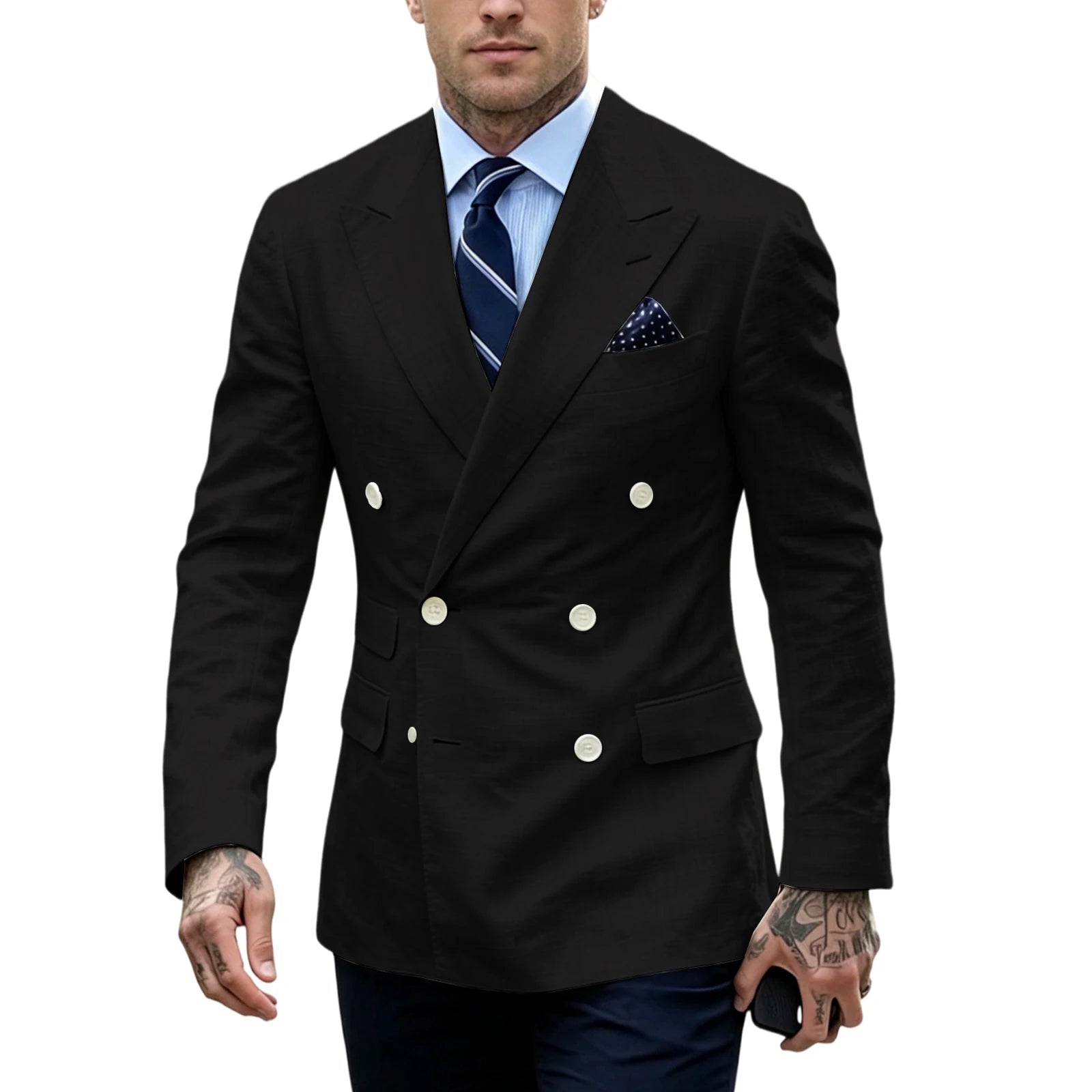 Blazer Homme Double Boutonnage Slim Fit Lin – CLEVI Paris