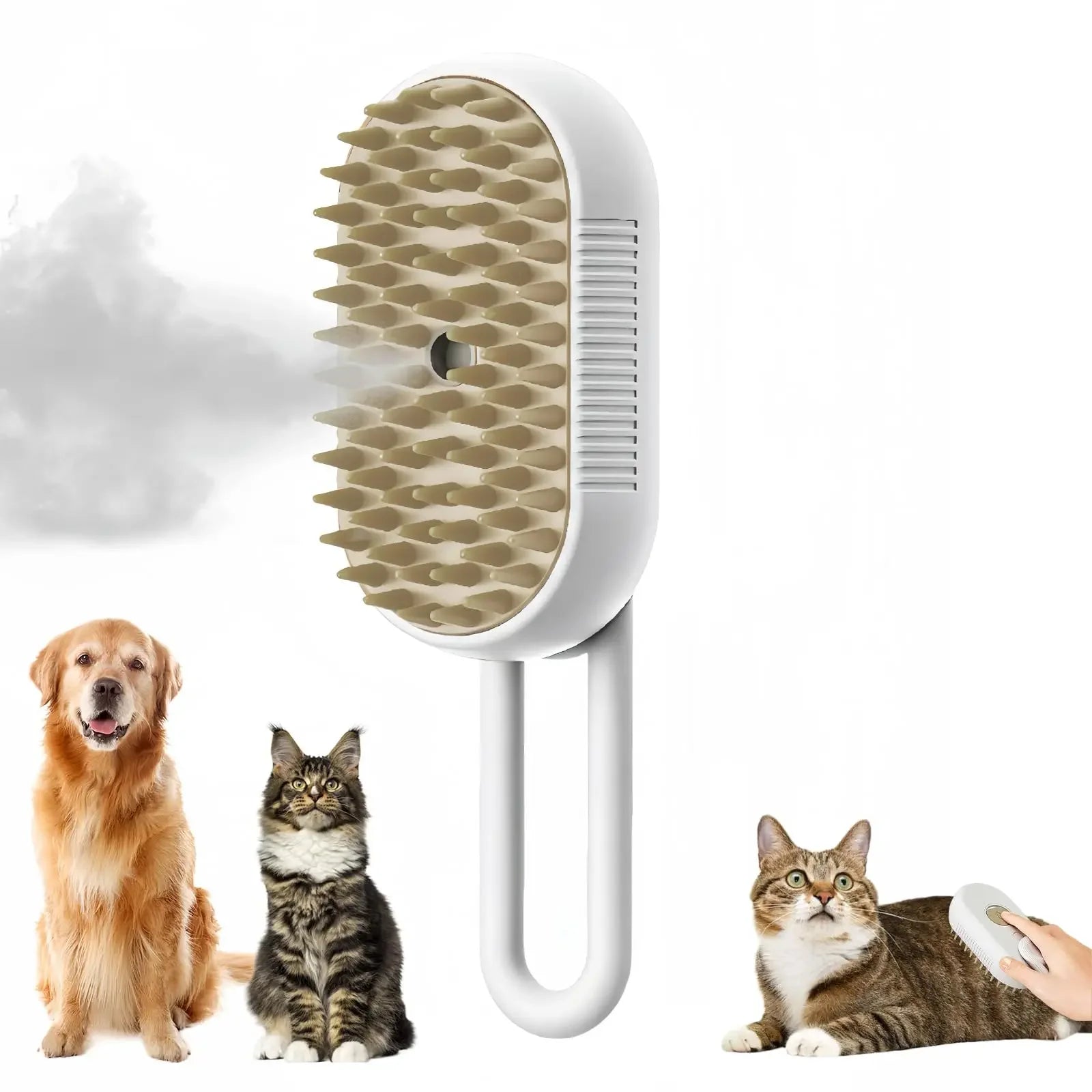 Brosse Vapeur 3-en-1 pour Chat & Chien Spray Massage Anti-Poils USB — CLEVI Paris