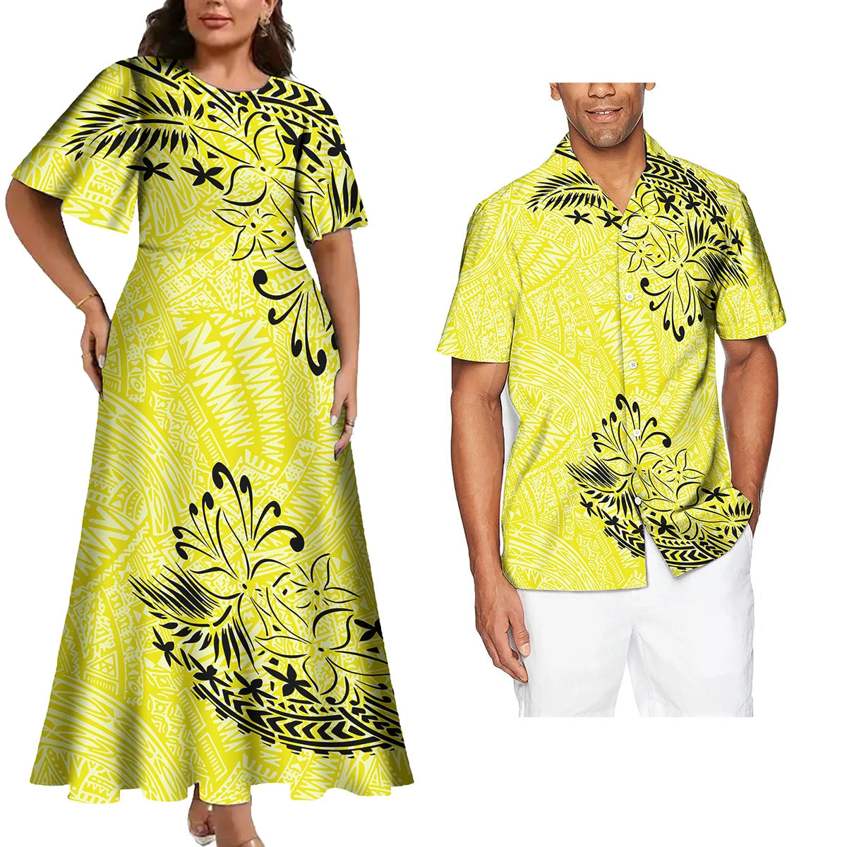 Ensemble Polynésien Tribal Robe & Chemise Hawaïenne Couple – CLEVI Paris