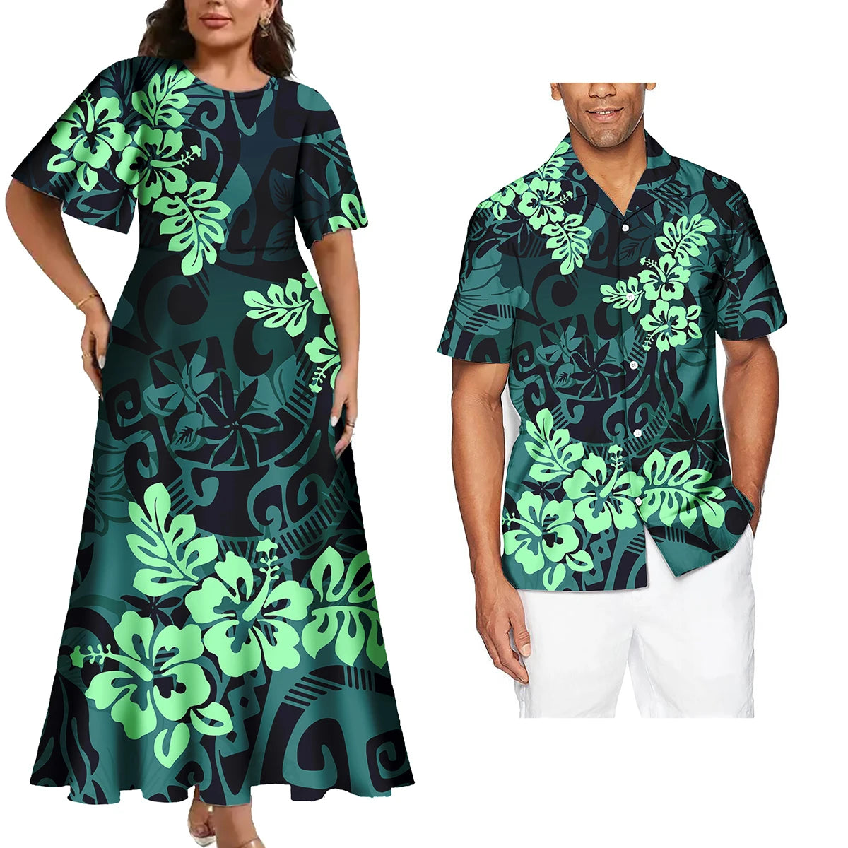 Ensemble Polynésien Tribal Robe & Chemise Hawaïenne Couple – CLEVI Paris