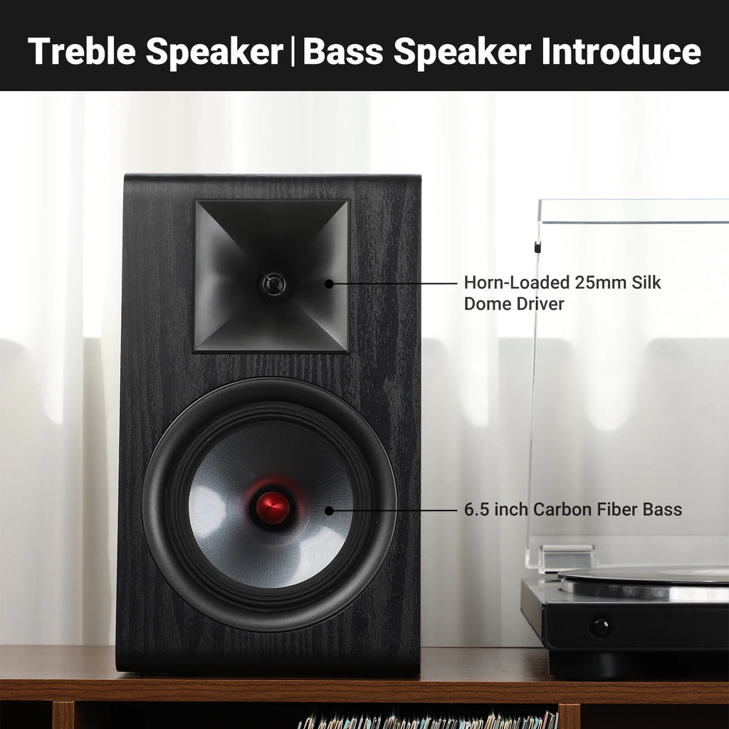 Enceintes Bibliothèque HiFi Passives 6,5" – Tweeter Soie, Woofer Fibre Carbone | AIYIMA P600
