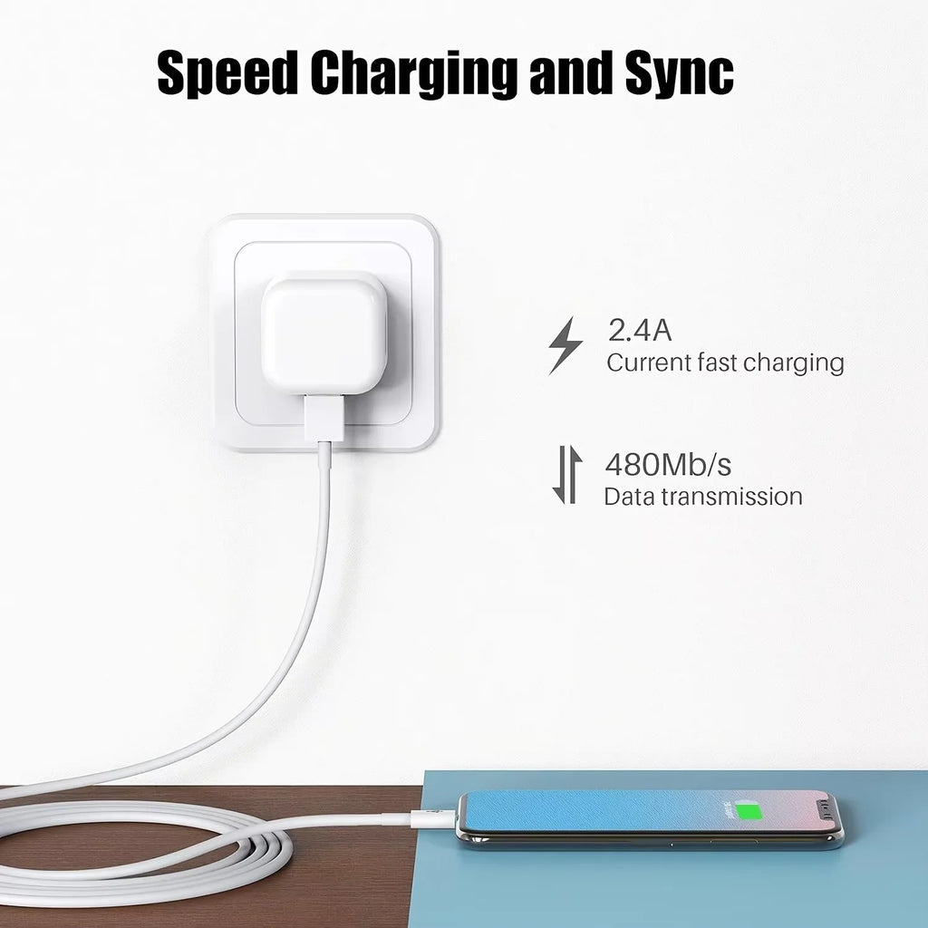 Câble Lightning vers USB-A Certifié MFi 2,4A Charge Rapide iPhone 1m – CLEVI Paris