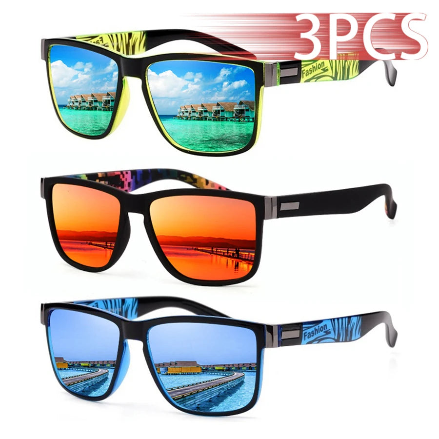 Lot 3 Lunettes de Soleil Carrées Unisexe UV400 Colorées Outdoor – CLEVI Paris