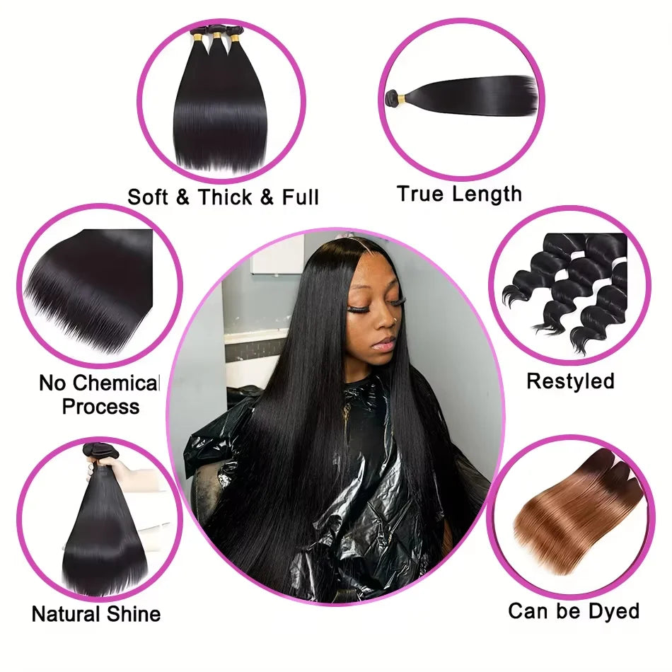 Bundles Tissage Bone Straight Remy Brésiliens – CLEVI Paris