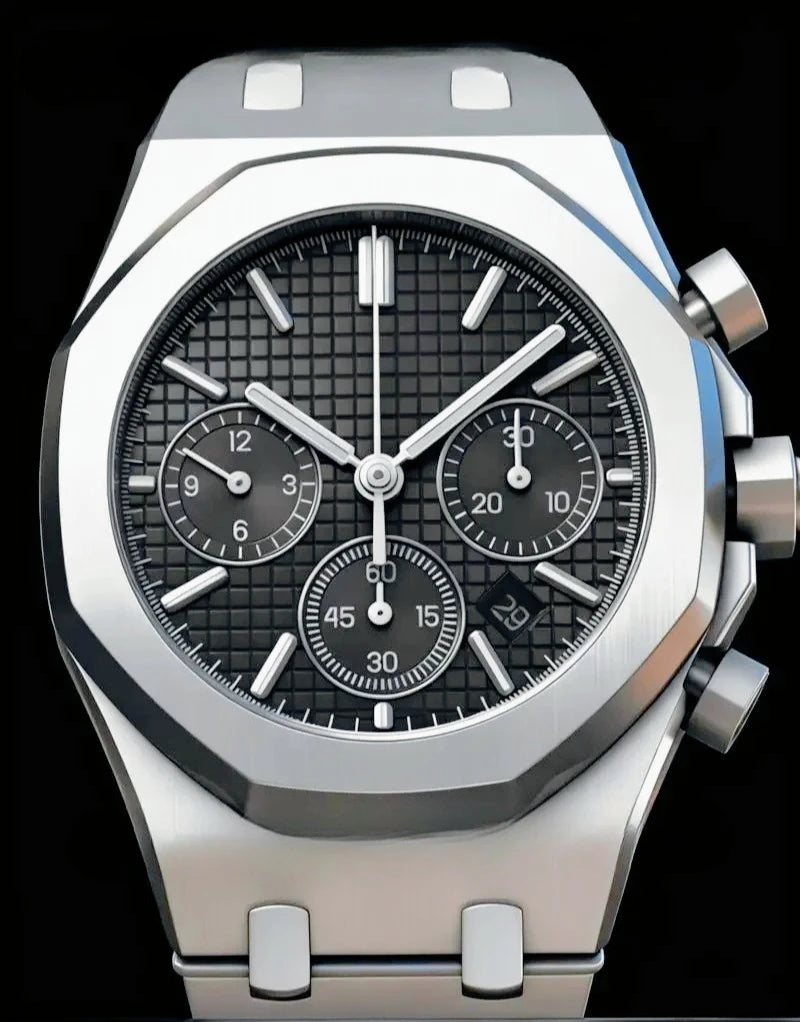 Montre Quartz Homme Chronographe Style Royal Oak Octogonal Acier Saphir VK63 – CLEVI Paris