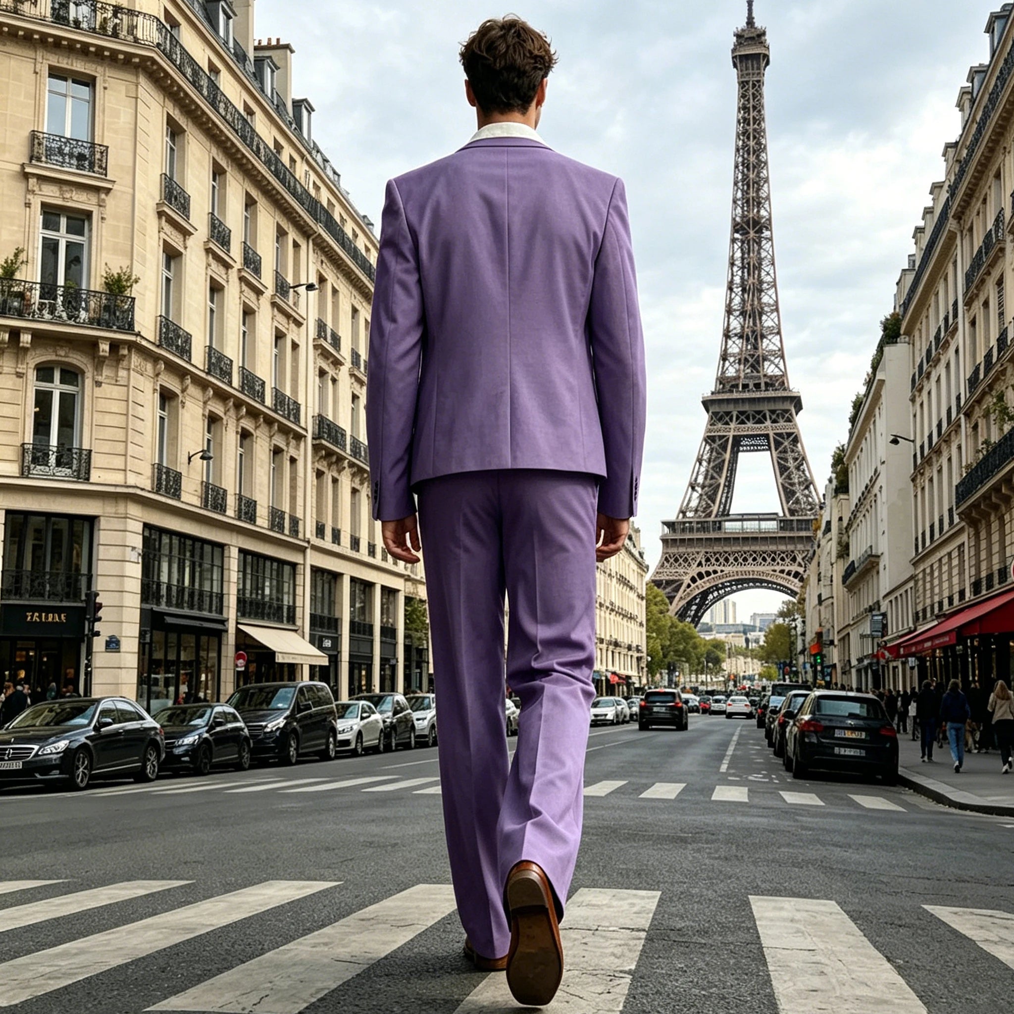 Costume 2 Pièces Homme Blazer Court Col Châle + Pantalon Évasé Taille Haute Style Vintage Slim Fit – CLEVI Paris