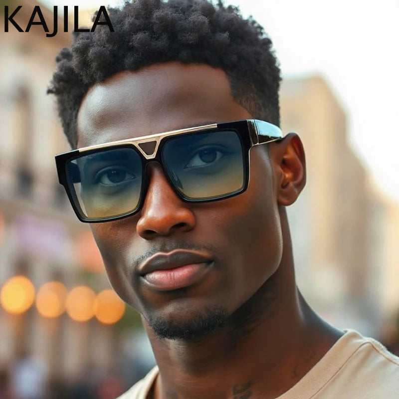 Lunettes de Soleil Oversize Carrées Steampunk Homme – Polarisées ou Dégradées UV400 Catégorie 3 Style Vintage Punk – CLEVI Paris
