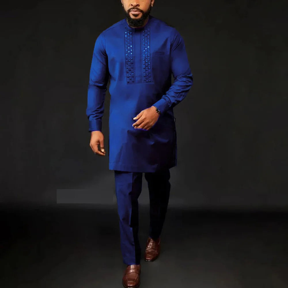 Kaftan Homme 2 Pièces Manches Longues – CLEVI Paris