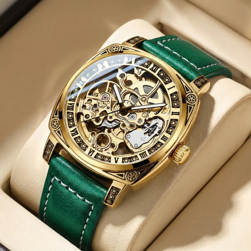 Montre Automatique Homme Tourbillon Vintage Chiffres Romains Silicone 40mm – CLEVI Paris