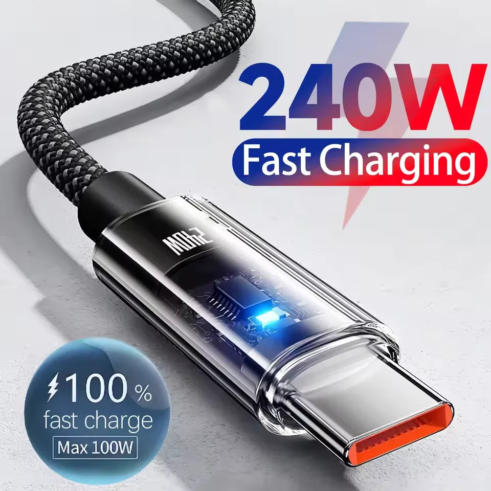 Câble USB-C Nylon 240W PD Affichage LED 0,25m à 2m – CLEVI Paris