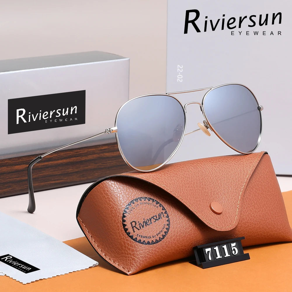 Lunettes de Soleil Aviateur Polarisées Unisexe RIVIERSUN – Monture Alliage Miroir UV400 – CLEVI Paris