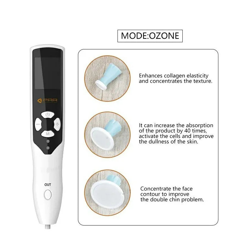 Stylo Plasma Ozone 2-en-1 | Lifting, Anti-Rides, Suppression Taches & Imperfections | Écran LCD 8 Niveaux – CLEVI Paris