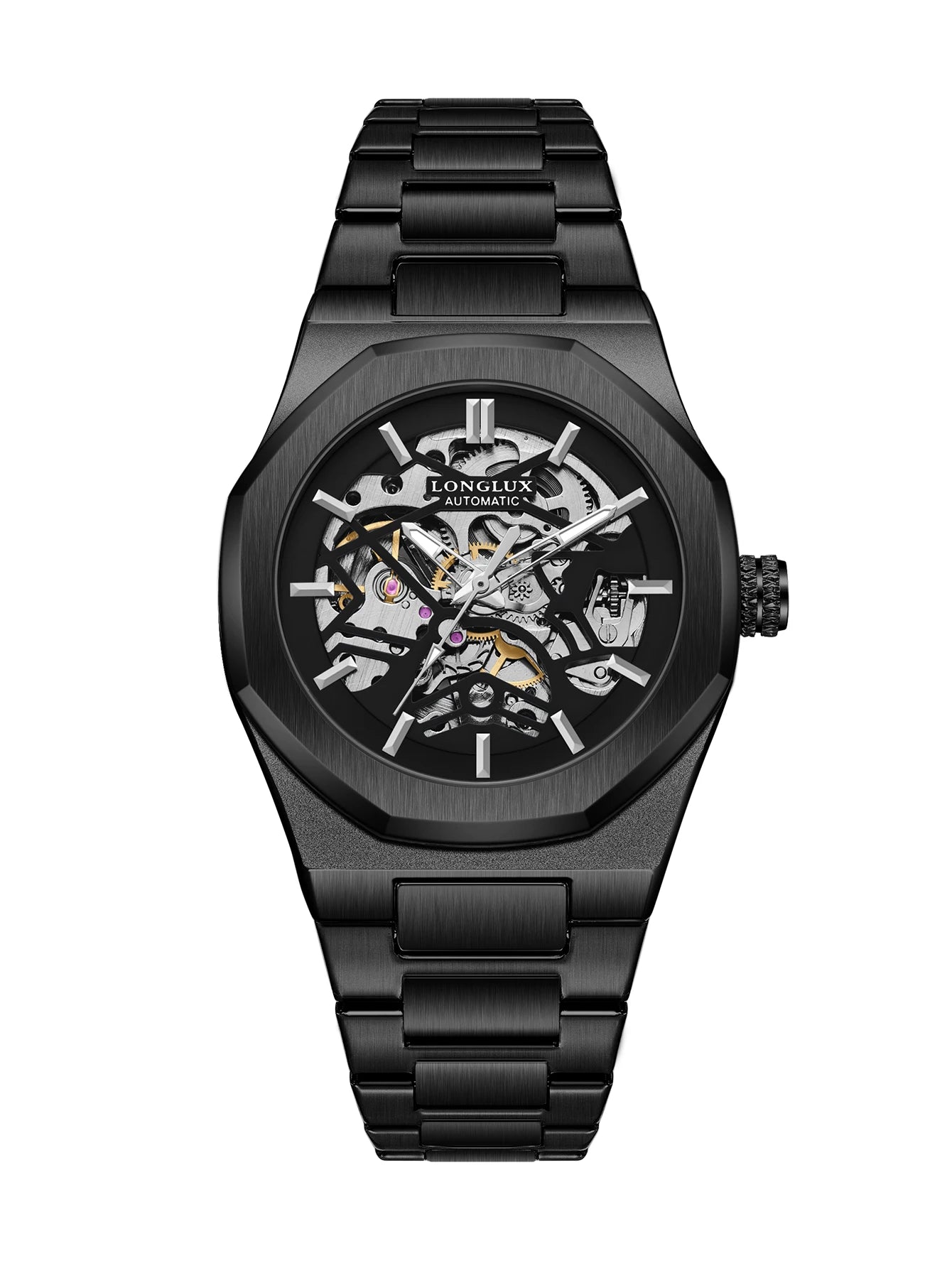 Montre Mécanique Homme LONGLUX 6269K2 – Squelette Automatique, Acier & Style Alien