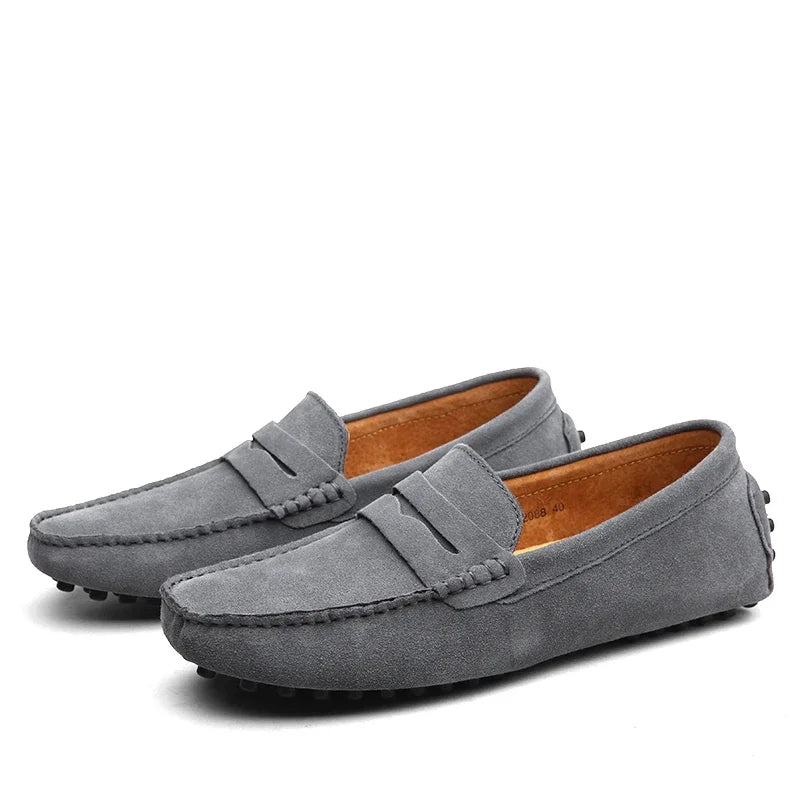 Mocassins Homme Cuir Suède Véritable – Chaussures Casual Conduite Slip-On