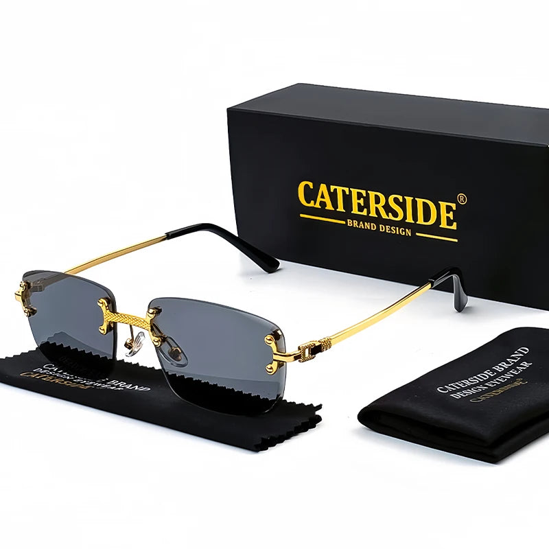 Lunettes de Soleil Rectangulaires Sans Monture Punk CATERSIDE – Verres Dégradés UV400 – CLEVI Paris