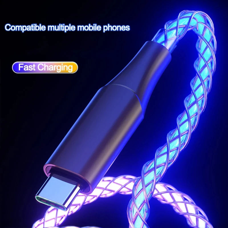 Câble USB-C Lumineux RGB Samiyoe — Charge Rapide 66W 6A, Tressé, Multicolore, 1.2m | CLEVI Paris