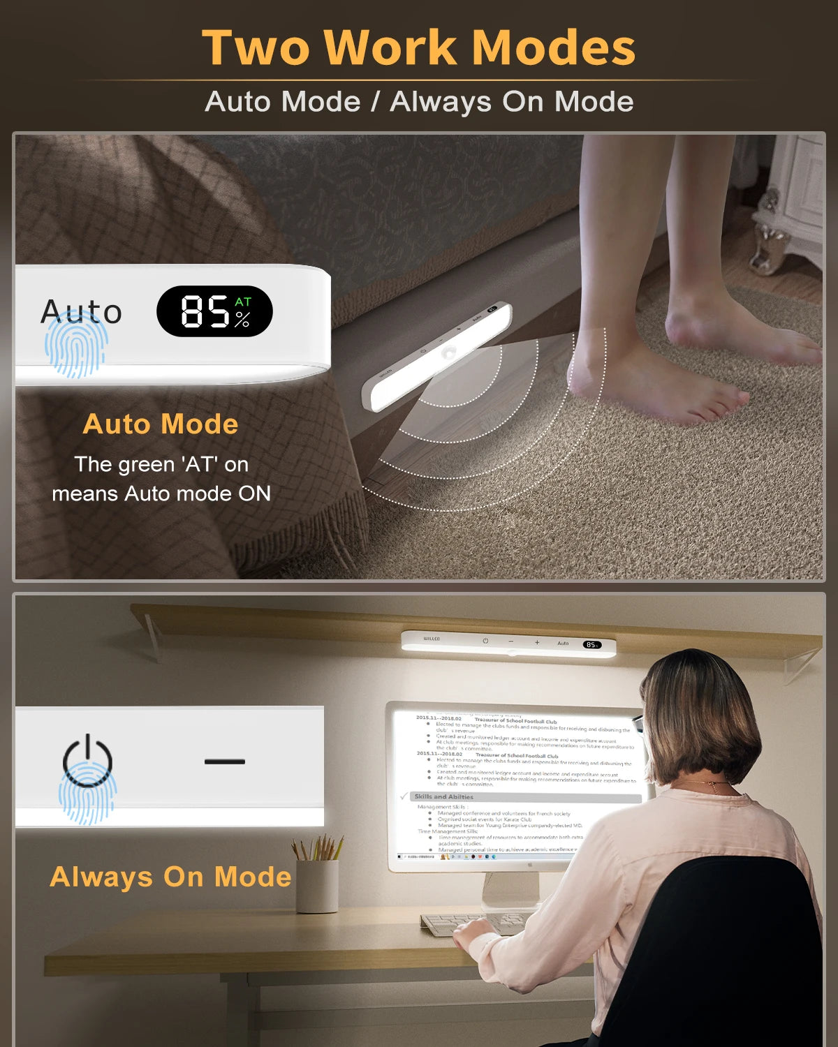 Barre LED Tactile 60 LED Capteur de Mouvement — CLEVI Paris