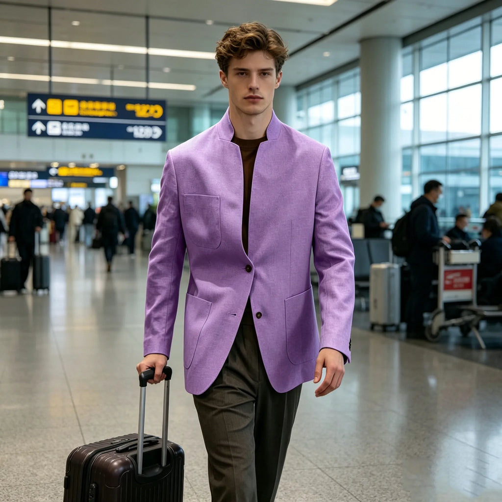 Blazer Lin Homme Col Mandarin – CLEVI Paris