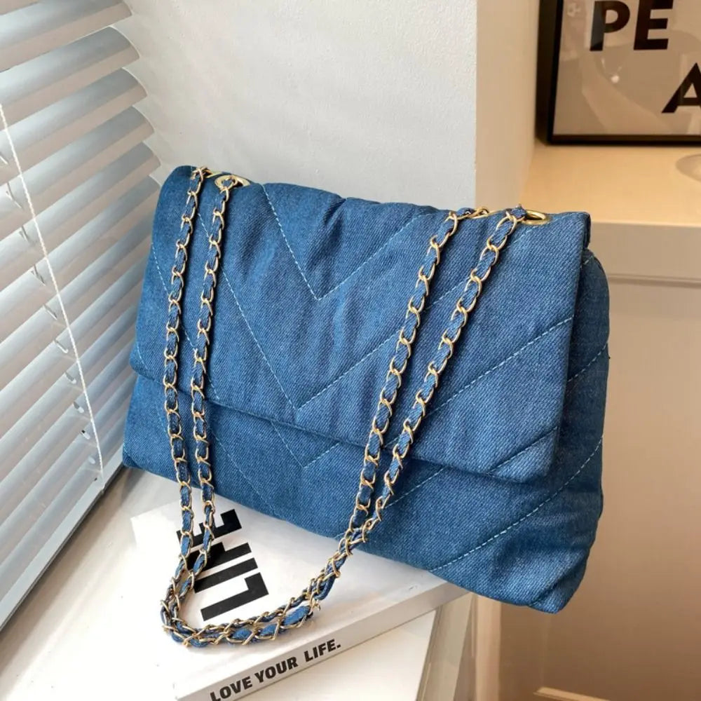 Sac baguette femme en toile, trois bleus – CLEVI Paris