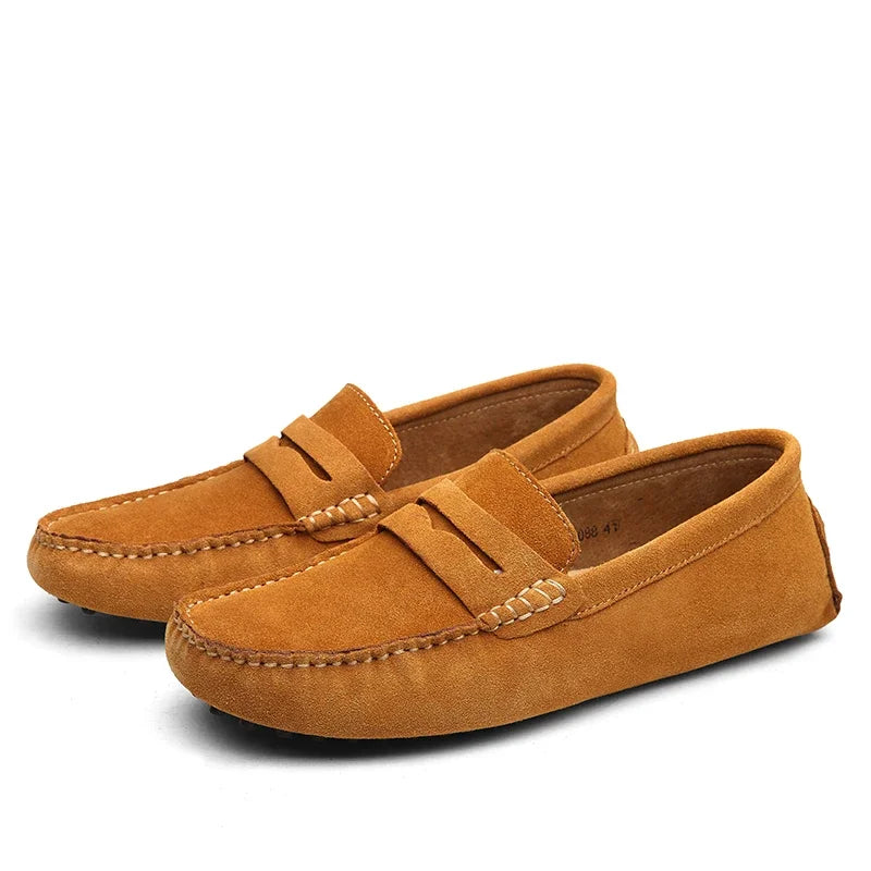 Mocassins Homme Cuir Suède Véritable – Chaussures Casual Conduite Slip-On
